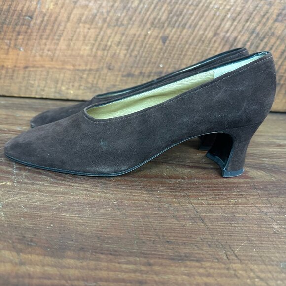 Yves Saint Laurent YSL Classic Brown Suede Pump Heels Size 7 - Picture 2 of 11